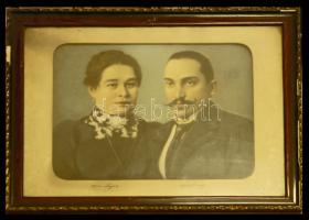 Nagyméretű majdnem hibátlan üvegezett fa keret  fotóval / Large frame 50x70 cm