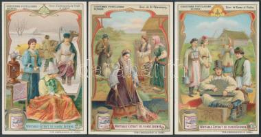 Orosz népviseletek 6 db kőnyomatos Liebig kártya / Russian folkwear 6 litho Liebig cards