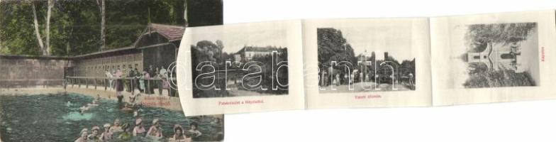 Püspökfürdő spa leporellocard with railway station (fl)