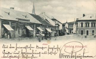 Hátszeg main square, shops (EK)