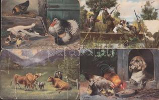 28 db háború előtti vegyes motívumlap, közte lithok is