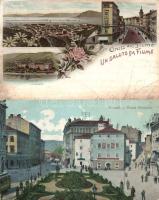 Fiume - 2 db háború előtti képeslap, az egyik litho, vegyes minőség