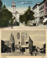 Komárom - 2 db régi képeslap (Nádor utca, Klapka tér)