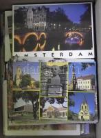 Egy doboznyi, kb. 200 db vegyes modern képeslap (plusz néhány naptár és ajándékkísérő)