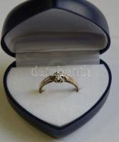 14K női arany (Au) gyűrű régi csiszolású 14 pontos  magyar brillel (óév) br: 3,25gr