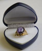 14K kézzel készített női arany (Au) gyűrű fazettált ametiszttel br.: 7,19gr