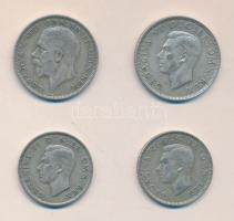 Nagy Britannia 1936. 1/2C Ag + 1941-42. 2Sh Ag + 1945. 1/2C Ag T:2-,3