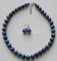 Lápisz lazuli nyaklánc ezüst (Ag) szerelékkel és hozzávaló fülbevalóval