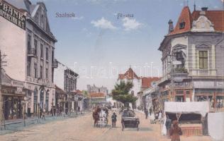 Szolnok Fő utca Steiner Jakab kereskedésével és a Turul cipőbolttal