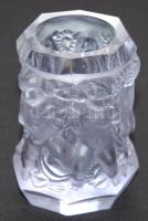 Puttókat ábrázoló dekoratív lila színű kis üvegváza 8,5cm magas