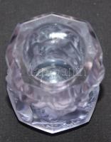 Puttókat ábrázoló dekoratív lila színű kis üvegváza 8,5cm magas