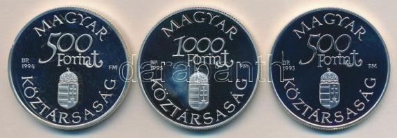 1993. 500Ft Ag "Régi dunai hajók - Árpád" + 1994. 500Ft Ag "Régi dunai hajók - Caroli...