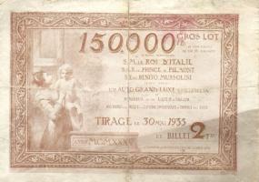 Olaszország/Monaco 1935. Jótékonysági lottószelvény 2Fr T:III-
Italy/Monaco 1935. Charity lottery ti...