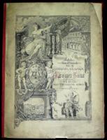 cca 1900 Kramer Samu művészi bútorasztalos Gyár (ma Jókai) utcai üzlete fennállásának 25. évfordulója alkalmából a személyzet által készíttetett nagyméretű díszes mappa. F.G. Brandl jelzésű rajzzal. A belíven az alkalmazottak aláírásával. / Ornamented warrant made for the carpenter Samu Kramer by the clerks of his shop. F.G. Brandl signed drawing 40x55 cm