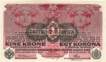 1916. 1K (3x) zöld "Deutschösterreich" fny-sal, egymás utáni sorszámokkal T:I