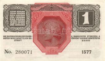 1916. 1K (3x) zöld "Deutschösterreich" fny-sal, egymás utáni sorszámokkal T:I