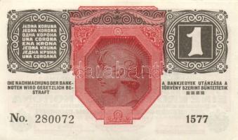 1916. 1K (3x) zöld "Deutschösterreich" fny-sal, egymás utáni sorszámokkal T:I