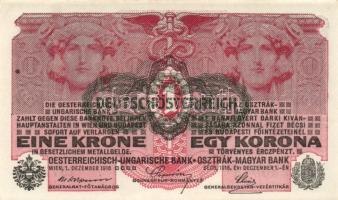 1916. 1K (3x) zöld "Deutschösterreich" fny-sal, egymás utáni sorszámokkal T:I