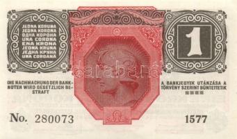 1916. 1K (3x) zöld "Deutschösterreich" fny-sal, egymás utáni sorszámokkal T:I