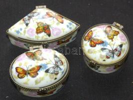 3db kézzel festett kis porcelán szelence