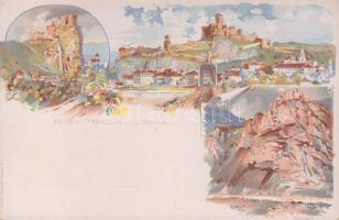 Beckó, Trencsén, Sztrecsnó castles litho Ga. s: Kimnach