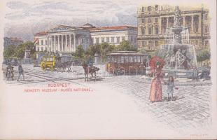 Budapest VIII. Nemzeti Múzeum, villamos Ga. s: Morelli G.