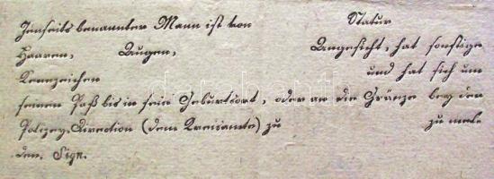 1810 Katonai végelbocsájtó levél Johan Batsch tüzér részére viaszpecséttel és főtiszti aláírásokkal ...