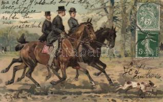 Horse riders litho