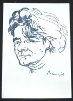 Masznyik Iván (1928-1998) tusrajza M. Kemény Judit szobrászművész kiállításának meghívóján 10,5x15cm