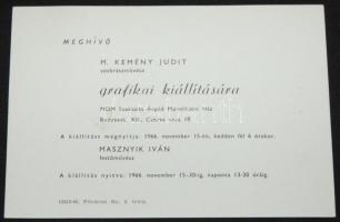 Masznyik Iván (1928-1998) tusrajza M. Kemény Judit szobrászművész kiállításának meghívóján 10,5x15cm