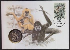 Vietnam 1990. 10D "Gibbon" érmés, bélyeges borítékon T:BU Csak 20.000db!