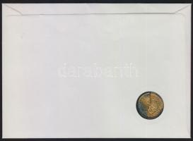 Németország 1990. félbevágott 1M aranyozva (NDK+NSZK) bélyeges borítékon, bélyegzővel T:1
Germany 19...