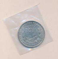 USA 1884 1$ Ag "Morgan" korabeli hamisítvány laminált fóliában T:2- USA 1884. Morgan Dollar metal fake in laminated foil C:VF