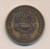 1987. "MÉE Gyöngyösi Csoport-Az Aradi Vértanúk Emlékére / Nagysándor József" Br emlékérem szign:B.GY (d=42mm) T:BU