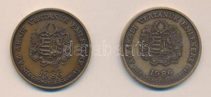 1986. "MÉE Gyöngyösi Csoport-Az Aradi Vértanúk Emlékére / Damjanich János" Br emlékérem (2x) hibás és normál veret! szign:B.GY. (d=42mm) T:BU