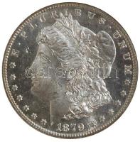 Amerikai Egyesült Államok 1879S. 1$ Ag "Morgan Dollar" bontatlan NGC plastik tokban! T:1- /  USA 1879S. Morgan Dollar Ag in NGC plastic box C:MS-64