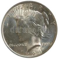 Amerikai Egyesült Államok 1924. 1$ Ag "Peace Dollar" bontatlan PCGS plastik tokban! T:1-,2 /  USA 1924. Peace Dollar Ag in PCGS plastic box C:MS-64