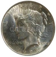 Amerikai Egyesült Államok 1923. 1$ Ag "Peace Dollar" bontatlan UNC plastik tokban! T:1-,2 /  USA 1923. Peace Dollar Ag in UNC plastic box C:MS-64