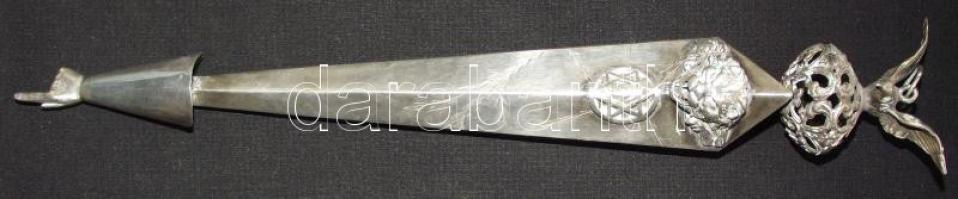 XIX. sz. jelzett ezüst tóramutató / Silver torah-reader 30 cm 99 g