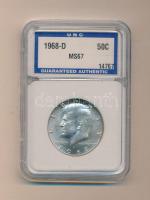 USA 1968D. 1/2$ Ag "Kennedy" eredeti bontatlan plasztik tokban T:UNC/MS-67
USA 1968D. 1/2 ...