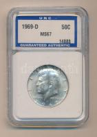USA 1969D. 1/2$ Ag "Kennedy" eredeti bontatlan plasztik tokban T:UNC/MS-67
USA 1969D. 1/2 ...