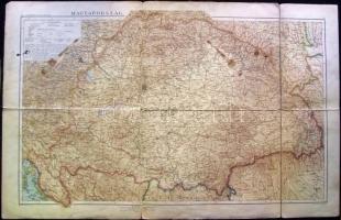 1914 Magyar Földrajzi Intézet Magyarország térképe 45x72cm