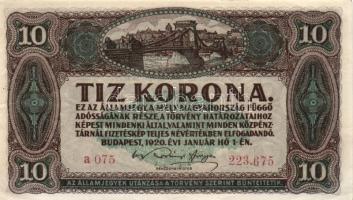 1920. 10K (2x) egymás utáni sorszámmal! T:II