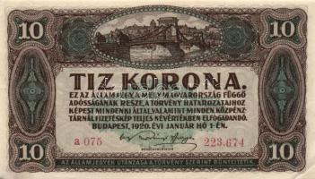 1920. 10K (2x) egymás utáni sorszámmal! T:II