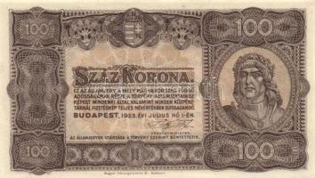 1923. 100K nyomdahely jelöléssel (2x) T:I-