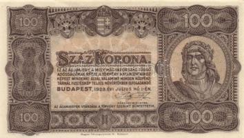 1923. 100K nyomdahely jelöléssel (2x) T:I-