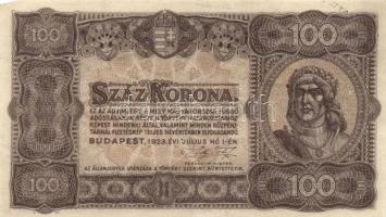 1923. 100K nyomdahely jelölés nélkül (3x) T:II+,II