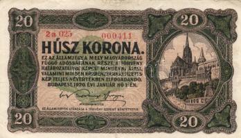 1920. 20K sorszám között nincs pont (3x), egyik nagyon alacsony sorozatszámú T:II,II-