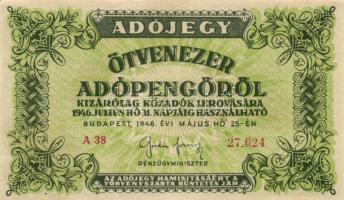 1946. 50.000AP (3x) egymás utáni sorszámok T:I-