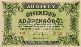 1946. 50.000AP (3x) egymás utáni sorszámok T:I-